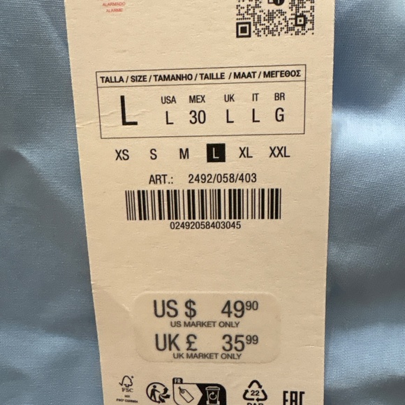 Zara EMBROIDERED POPLIN DRESS SKY BLUE - Picture 3 of 3